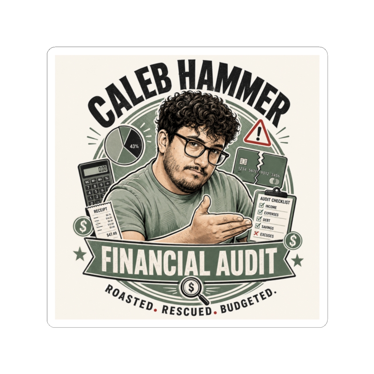 Caleb Hammer Sticker #4 - alternate angle 1, merchandise