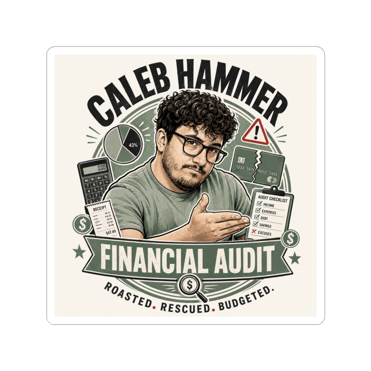 Caleb Hammer Sticker #4 - alternate angle 3, merchandise
