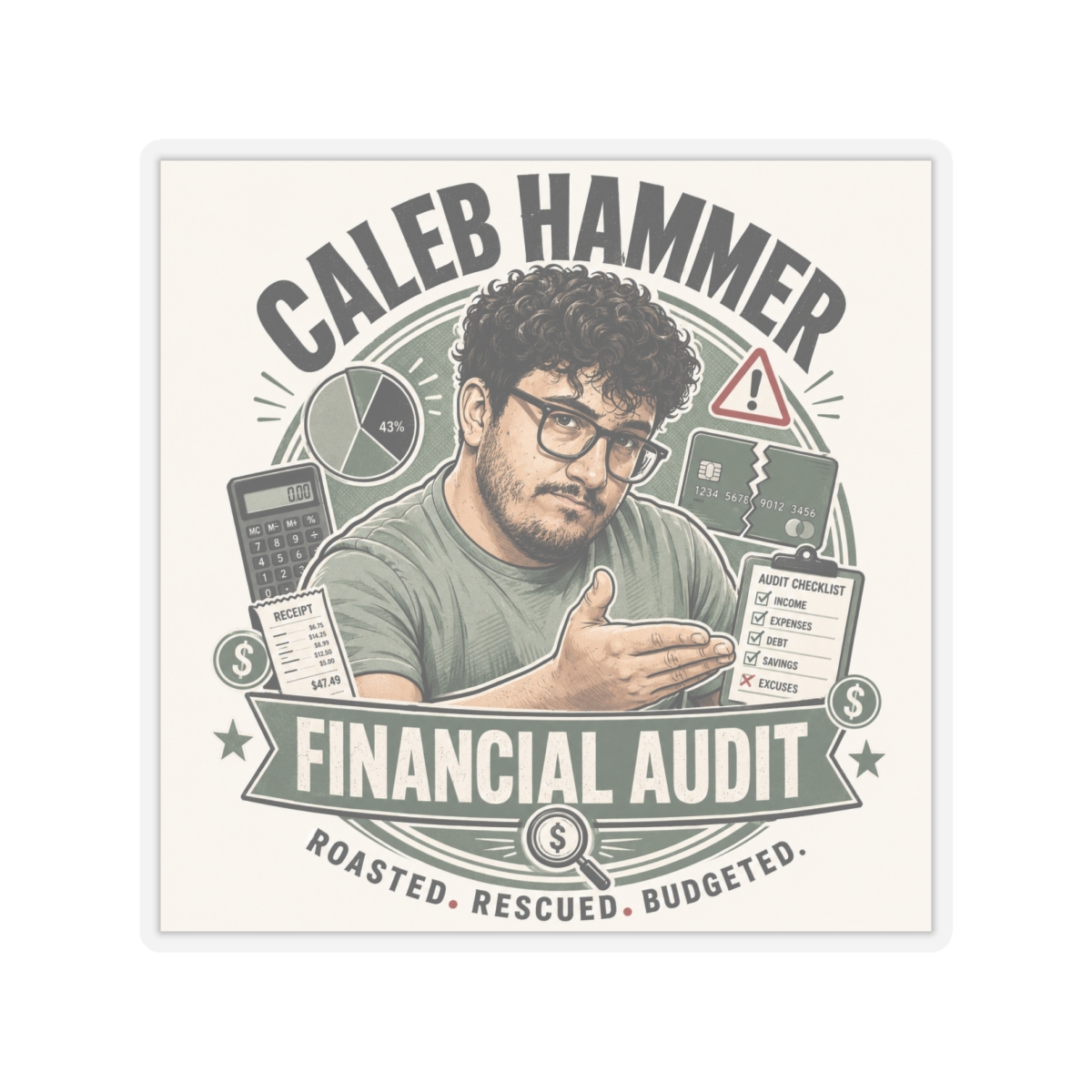 Caleb Hammer Sticker #4 - alternate angle 3, merchandise