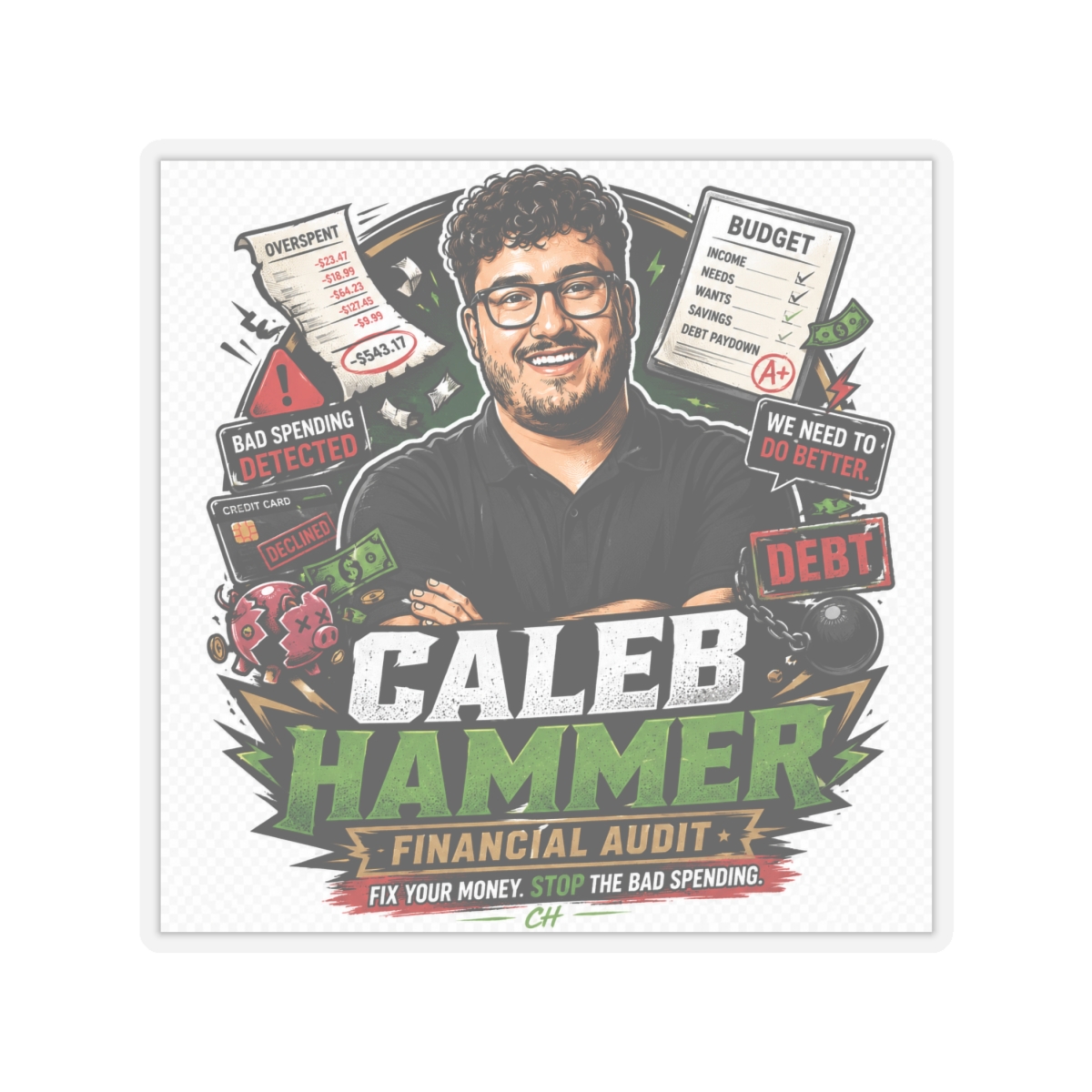Caleb Hammer Sticker #7 - alternate angle 2, merchandise
